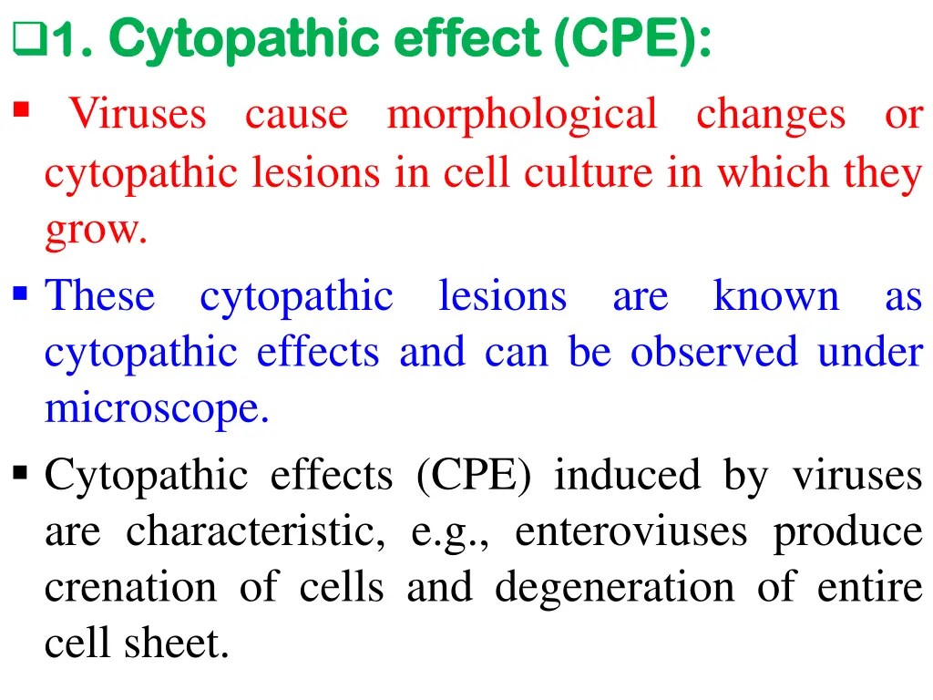 1 1 cytopathic cytopathic effect cpe viruses