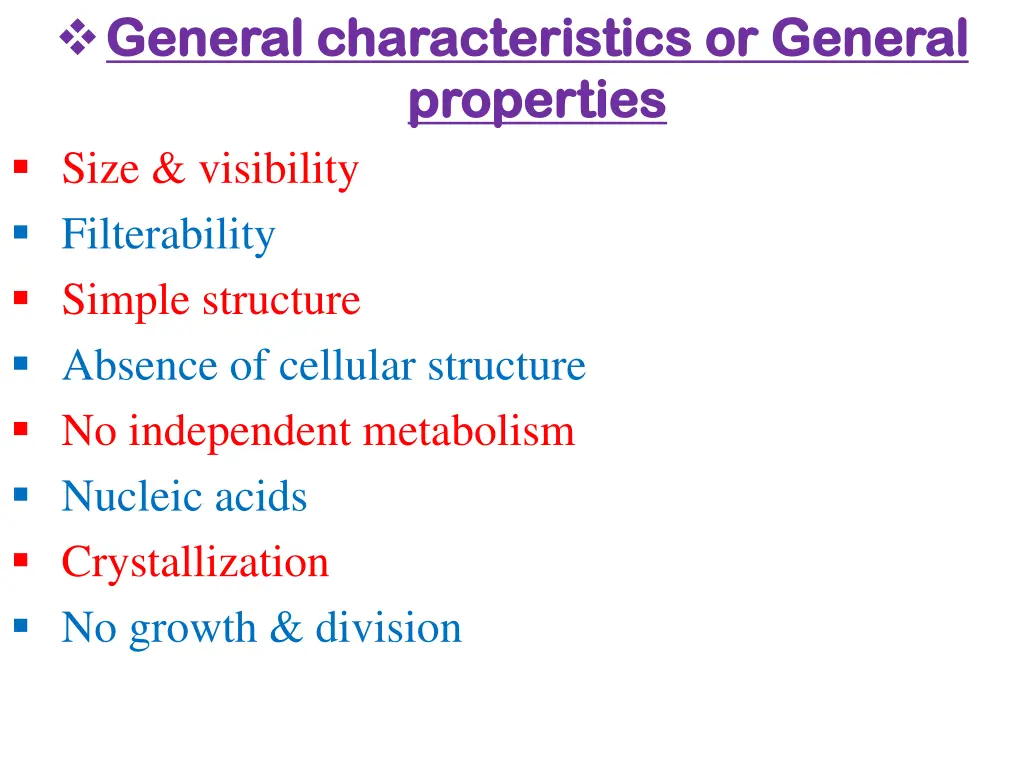 general characteristics or general general