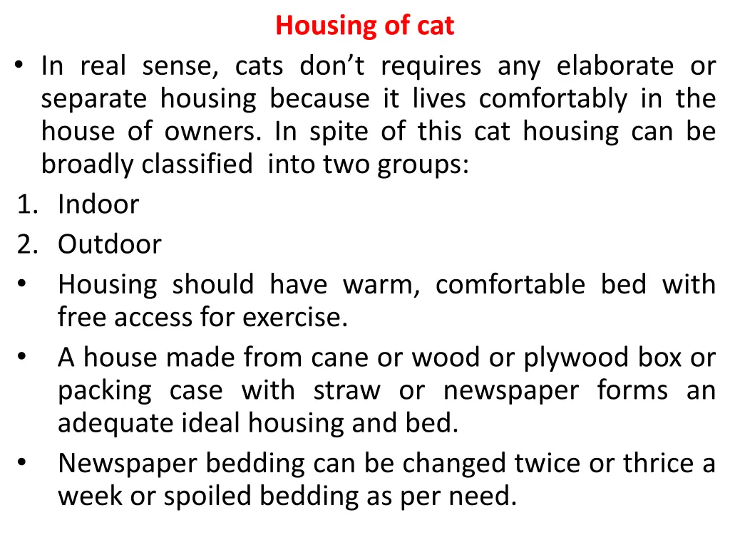 housing of cat