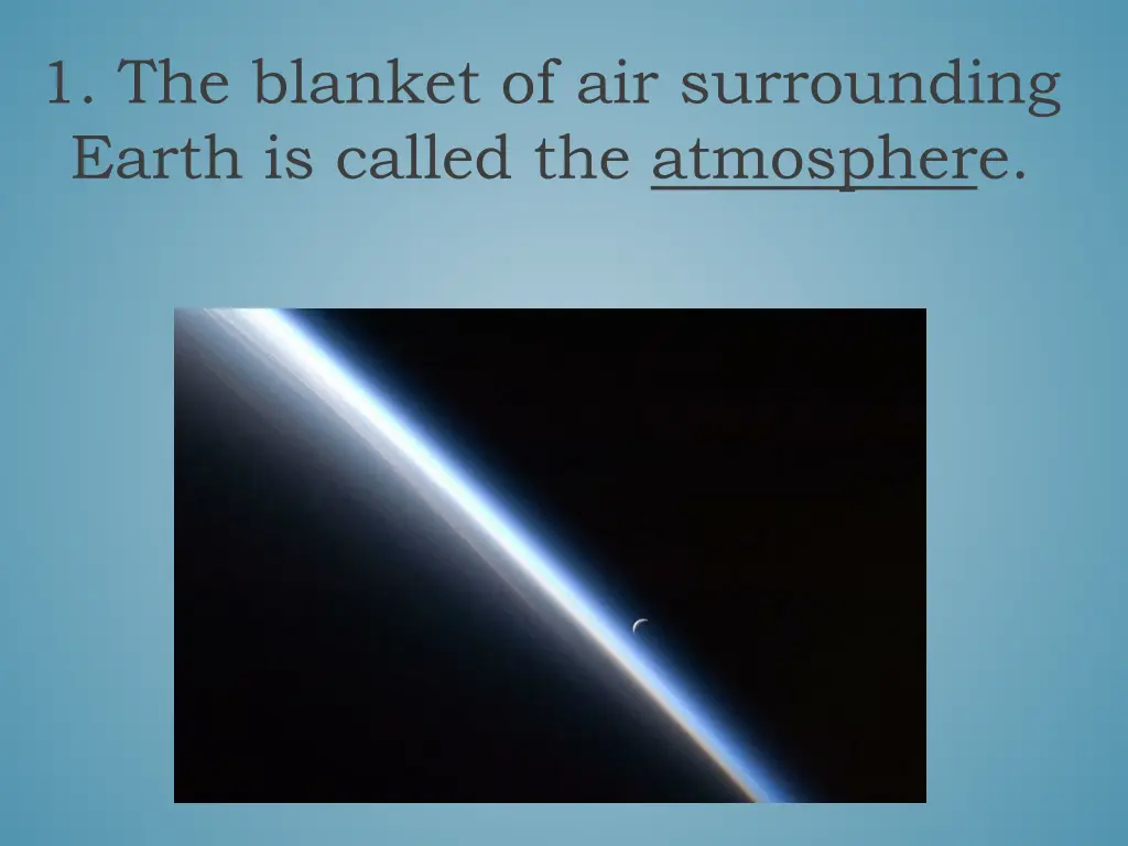 1 the blanket of air surrounding earth is called