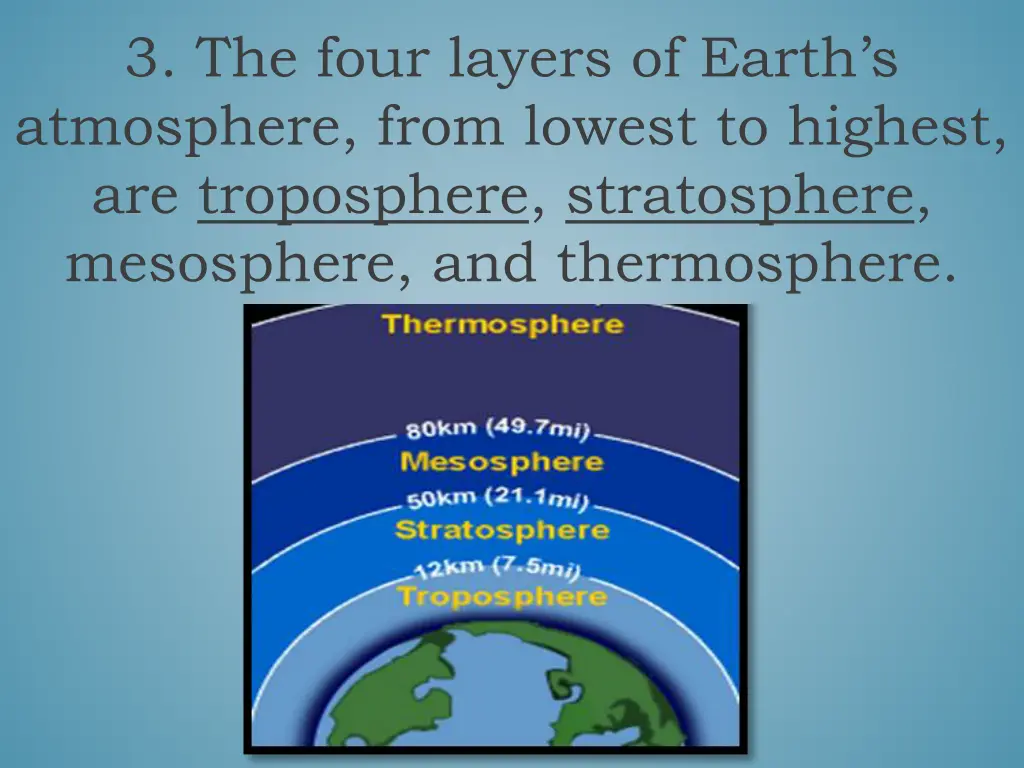 3 the four layers of earth s atmosphere from