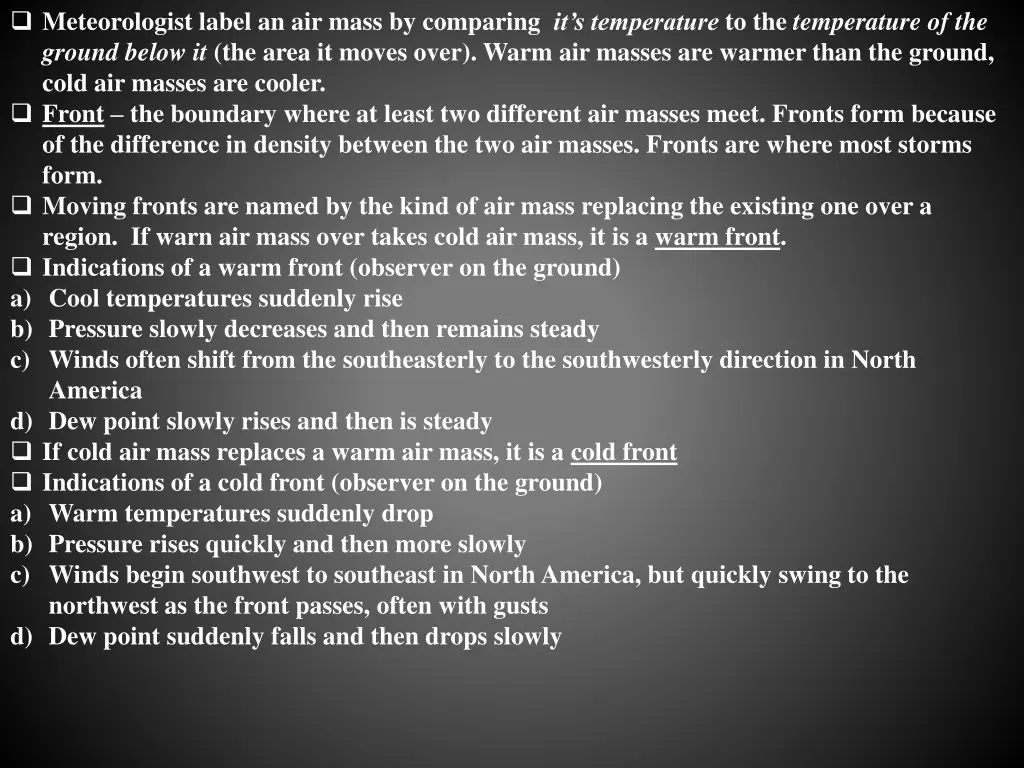 meteorologist label an air mass by comparing