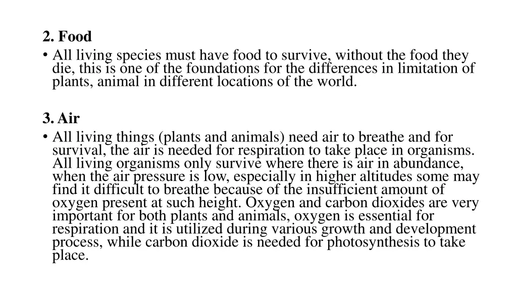 2 food all living species must have food