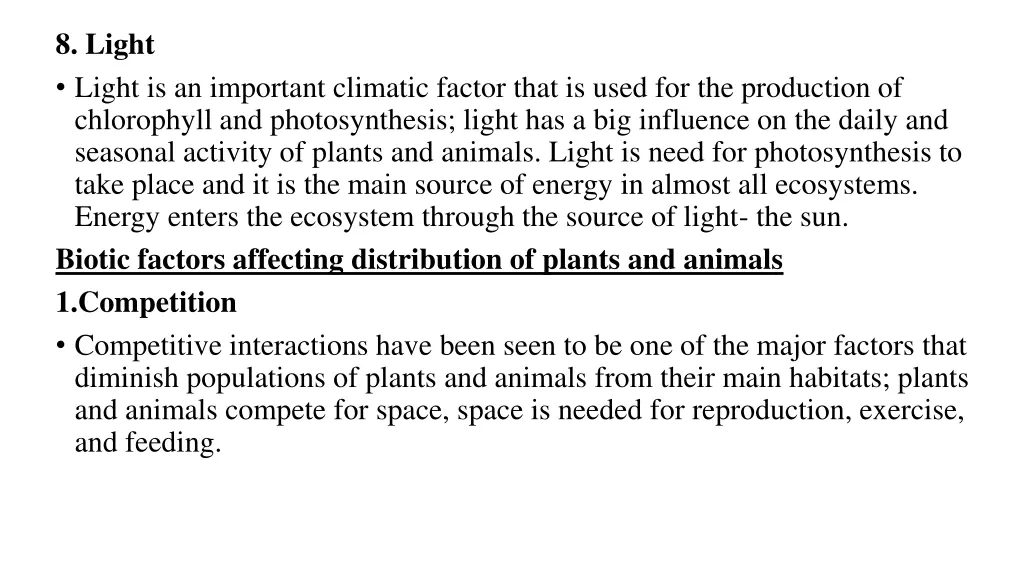 8 light light is an important climatic factor