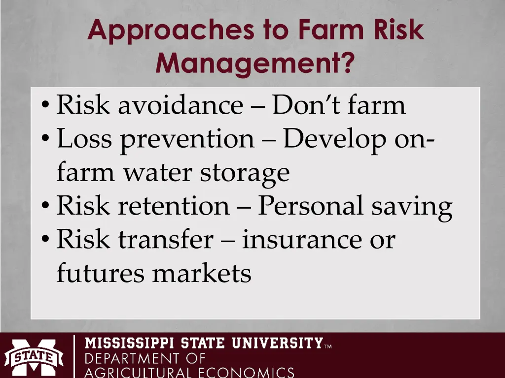 approaches to farm risk management risk avoidance