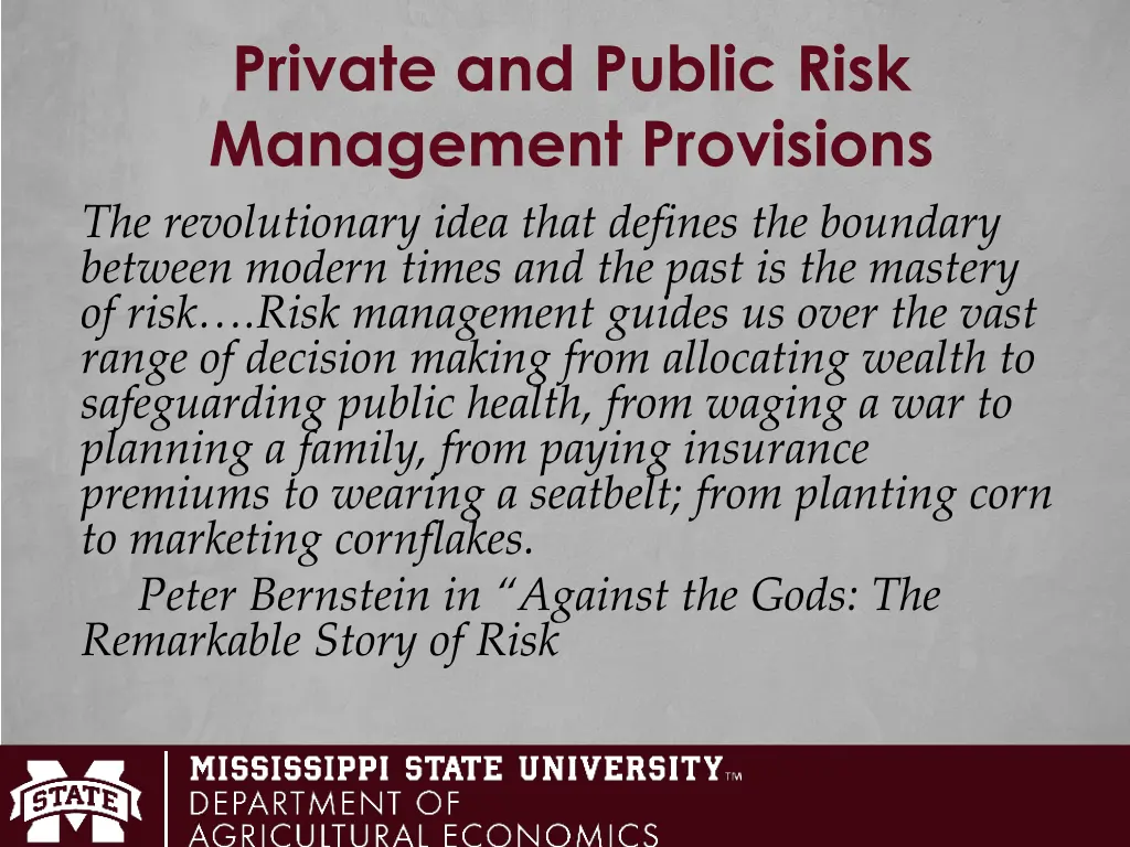 private and public risk management provisions