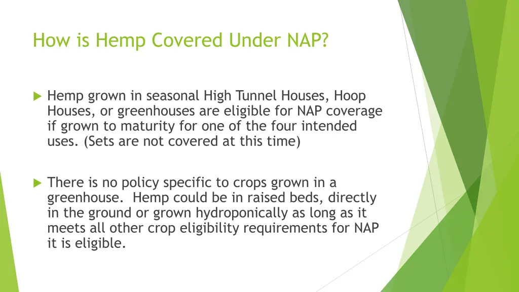 how is hemp covered under nap