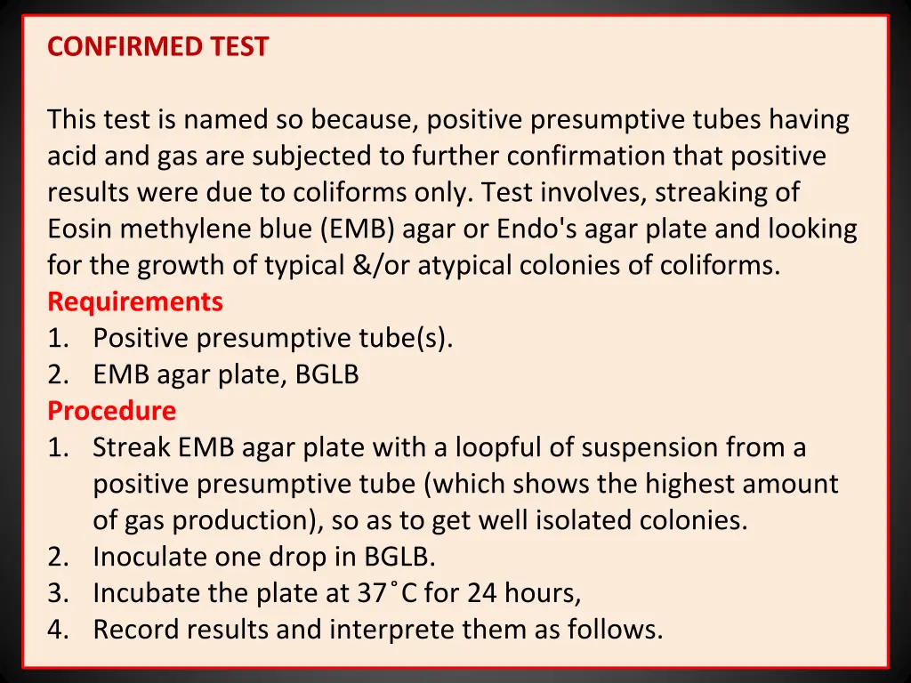 confirmed test