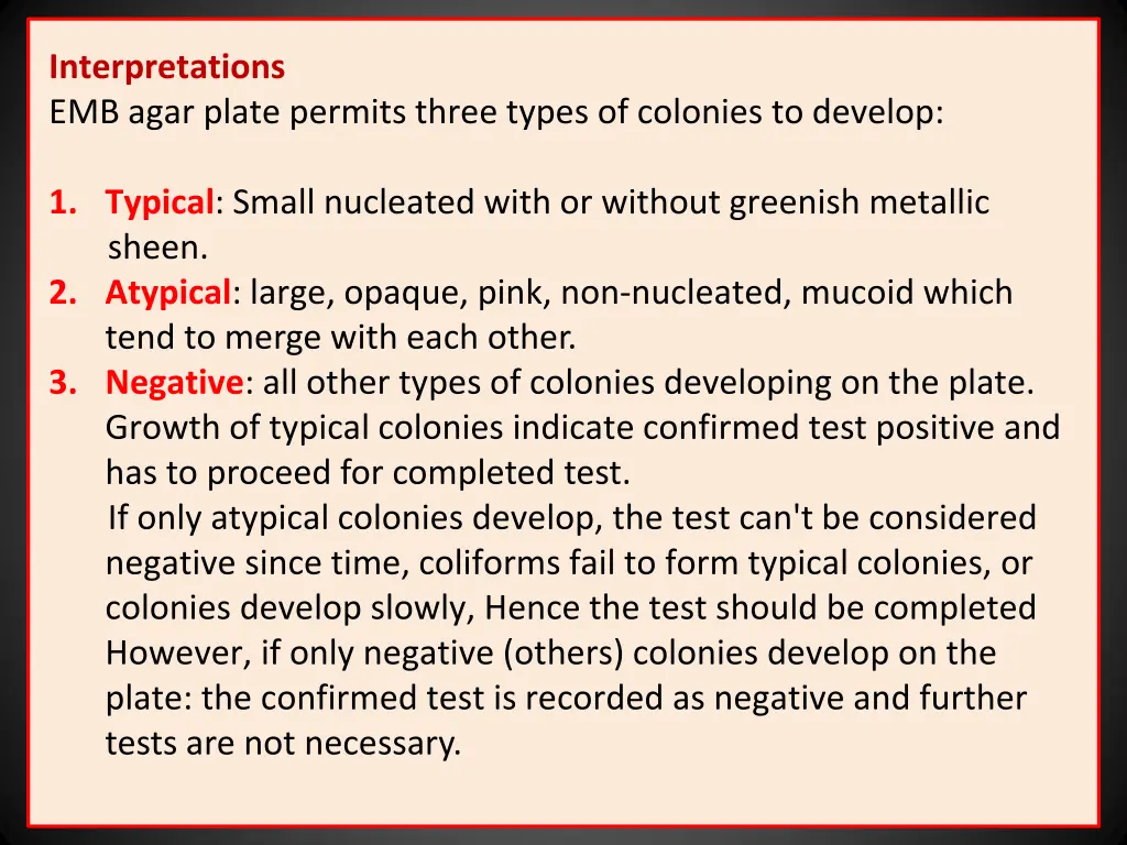 interpretations emb agar plate permits three