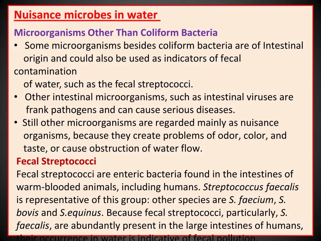 nuisance microbes in water