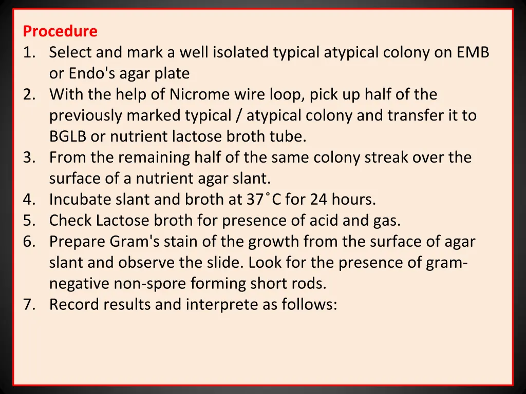 procedure 1 select and mark a well isolated