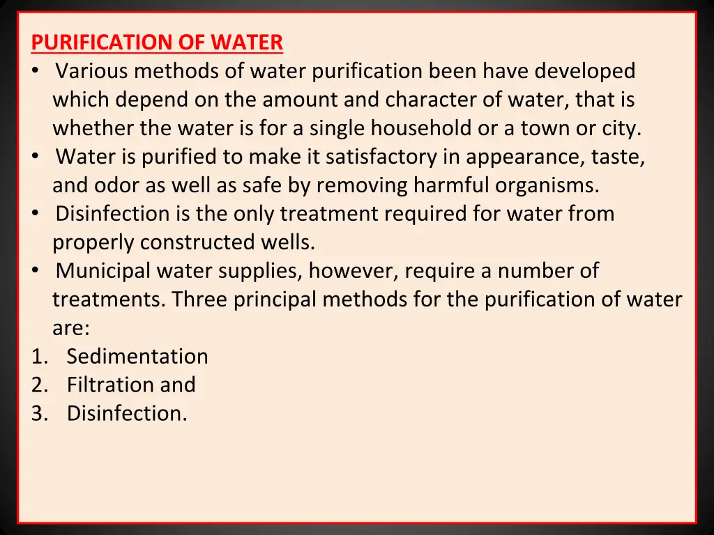 purification of water various methods of water