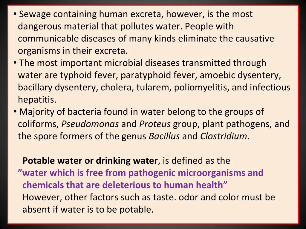 sewage containing human excreta however