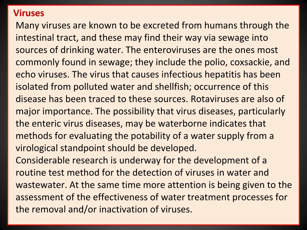 viruses many viruses are known to be excreted