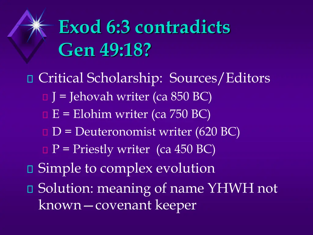 exod 6 3 contradicts gen 49 18