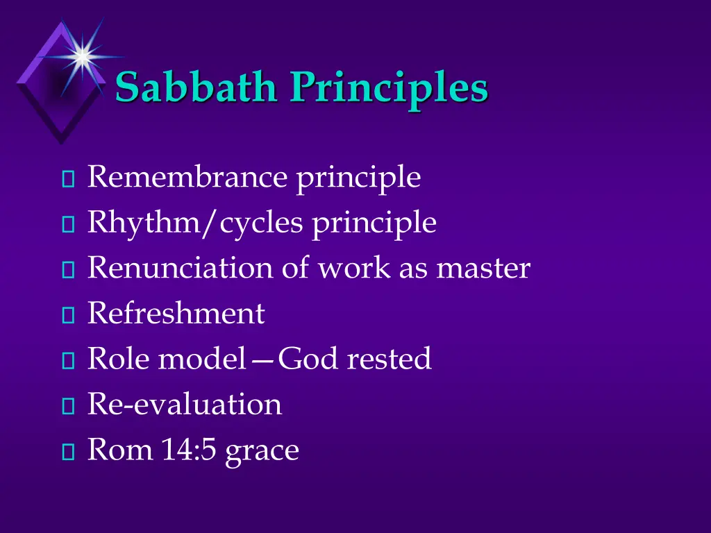 sabbath principles