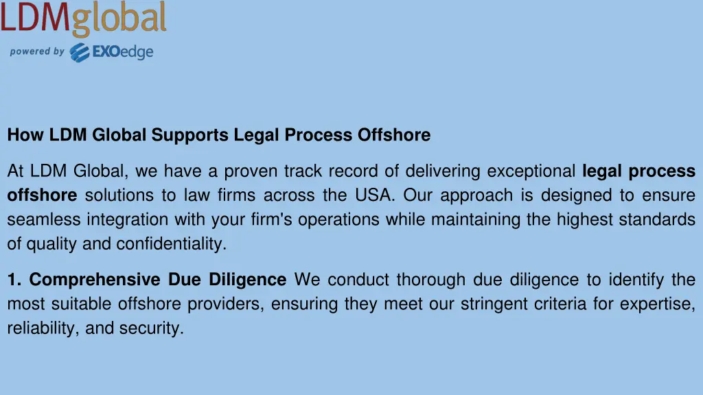 how ldm global supports legal process offshore