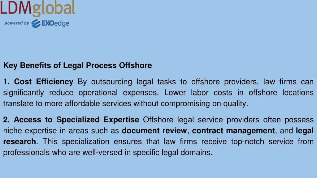 key benefits of legal process offshore