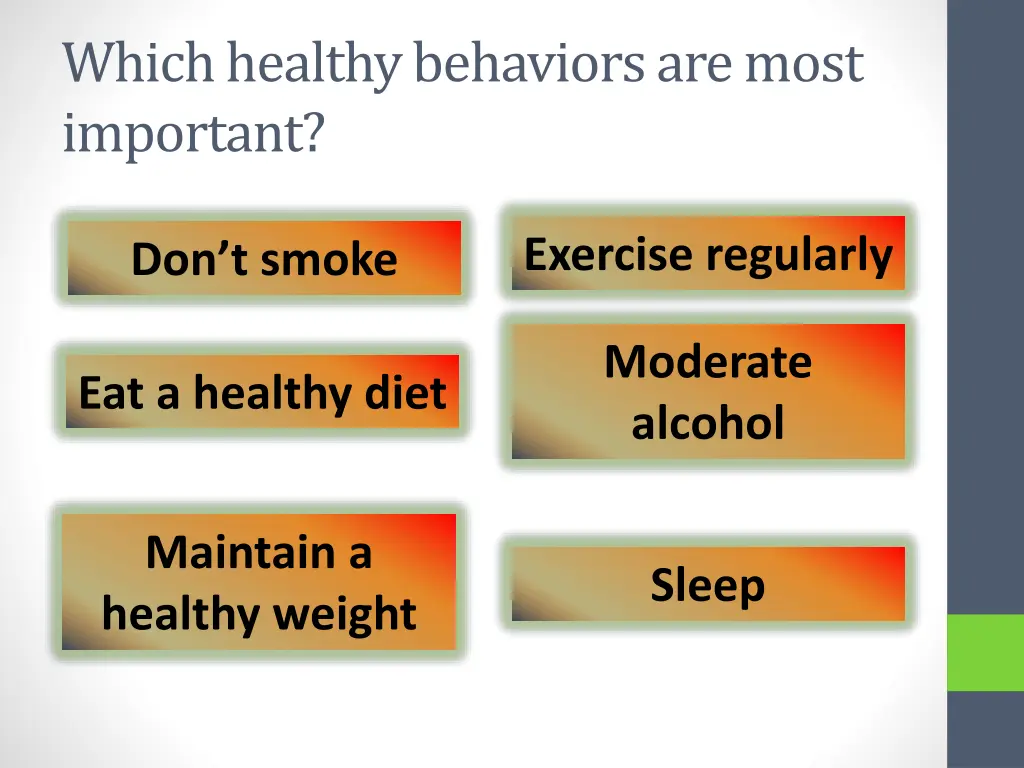 which healthy behaviors are most important