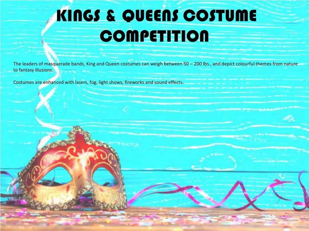 kings queens costume competition