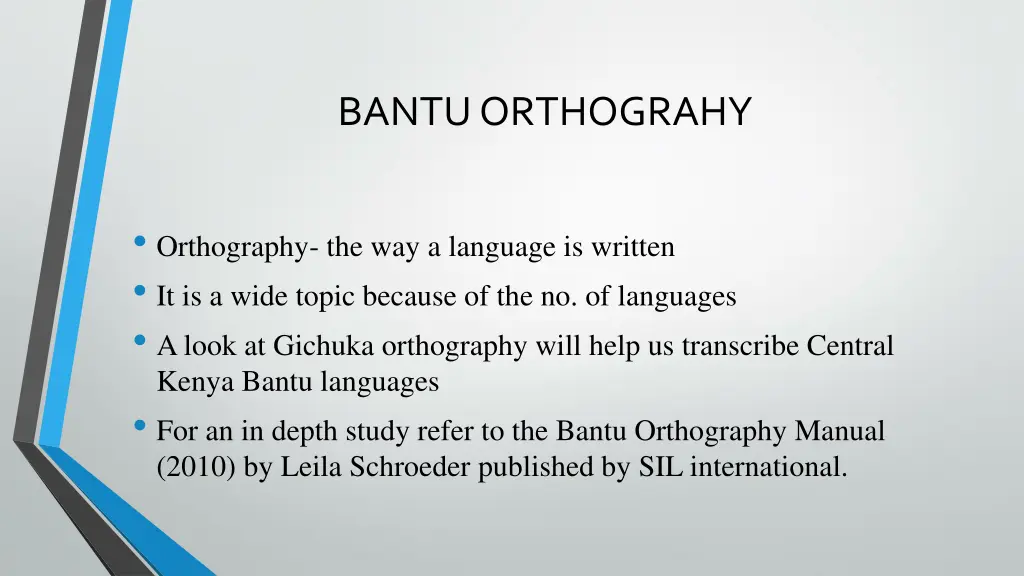 bantu orthograhy