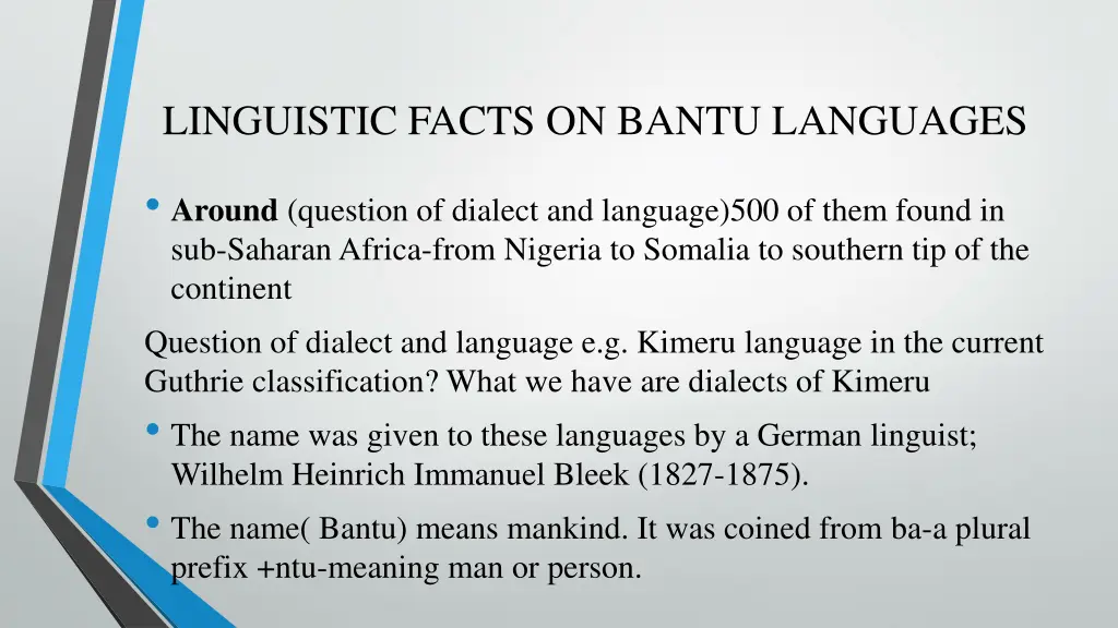 linguistic facts on bantu languages