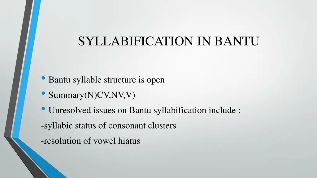 syllabification in bantu