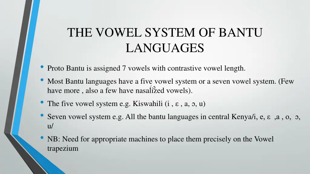 the vowel system of bantu languages proto bantu