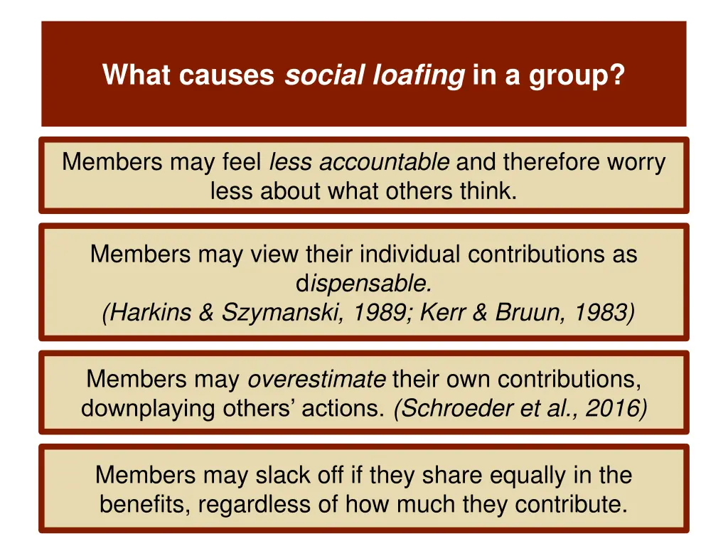 what causes social loafing in a group