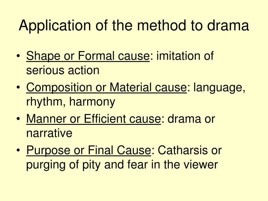 application of the method to drama