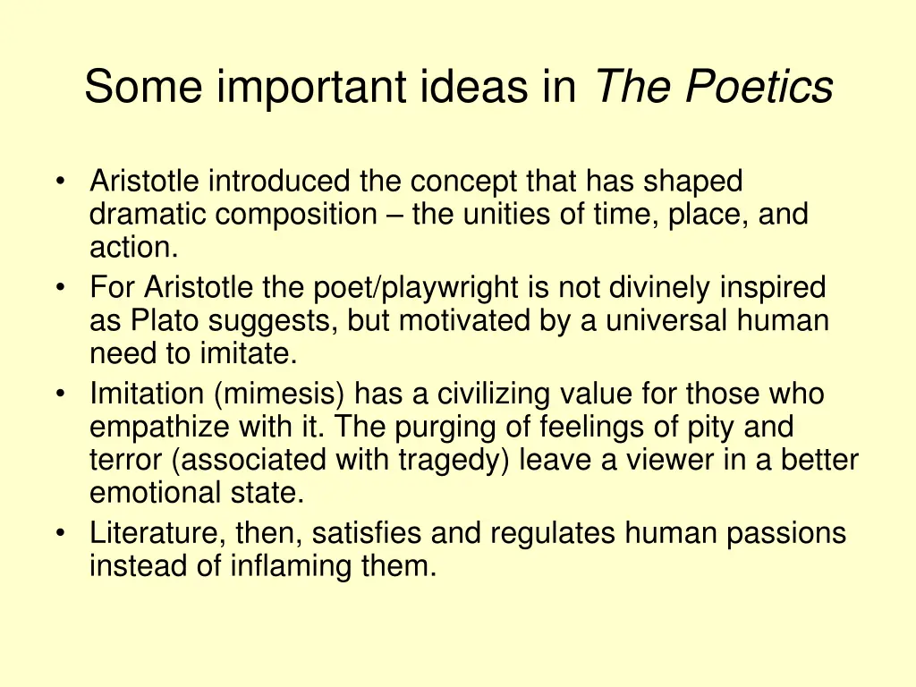 some important ideas in the poetics