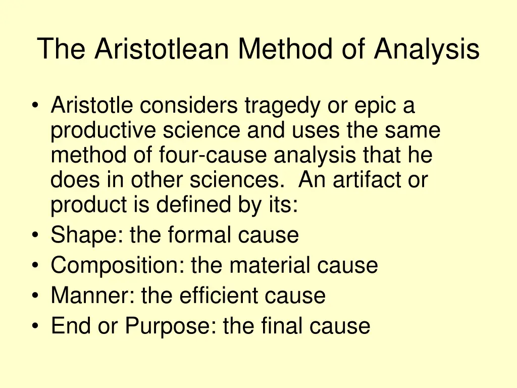 the aristotlean method of analysis