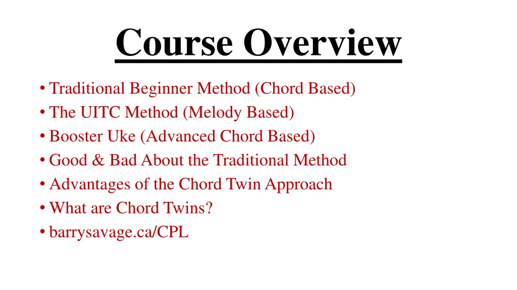 course overview