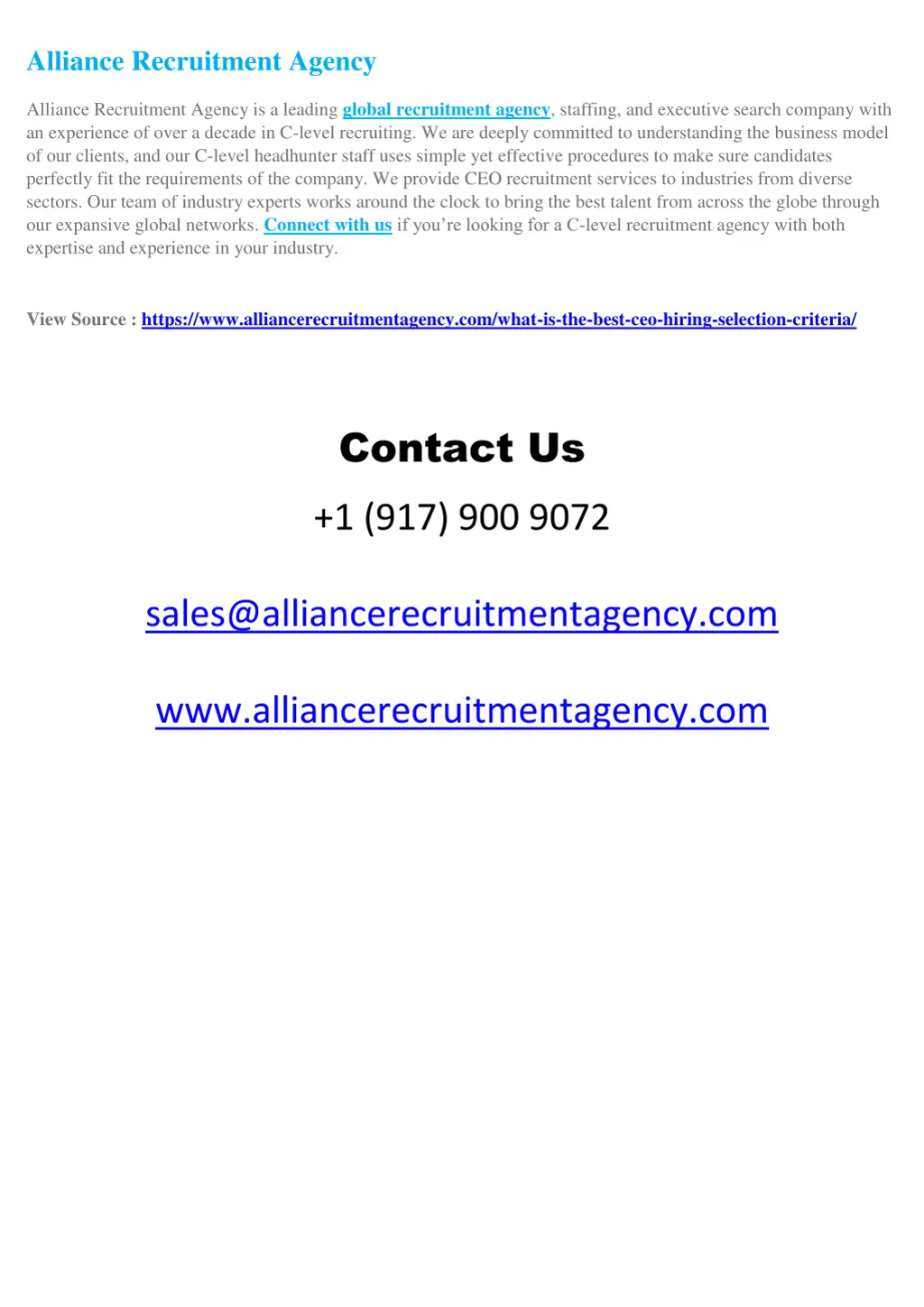 alliance recruitment agency