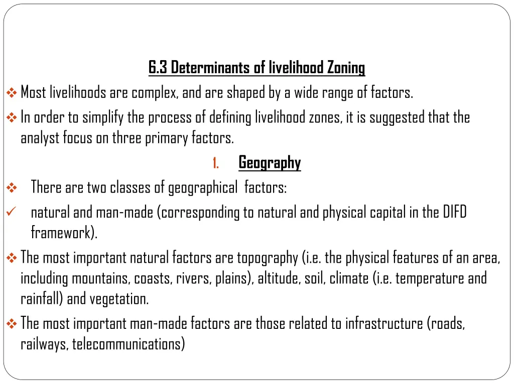 6 3 determinants of livelihood zoning