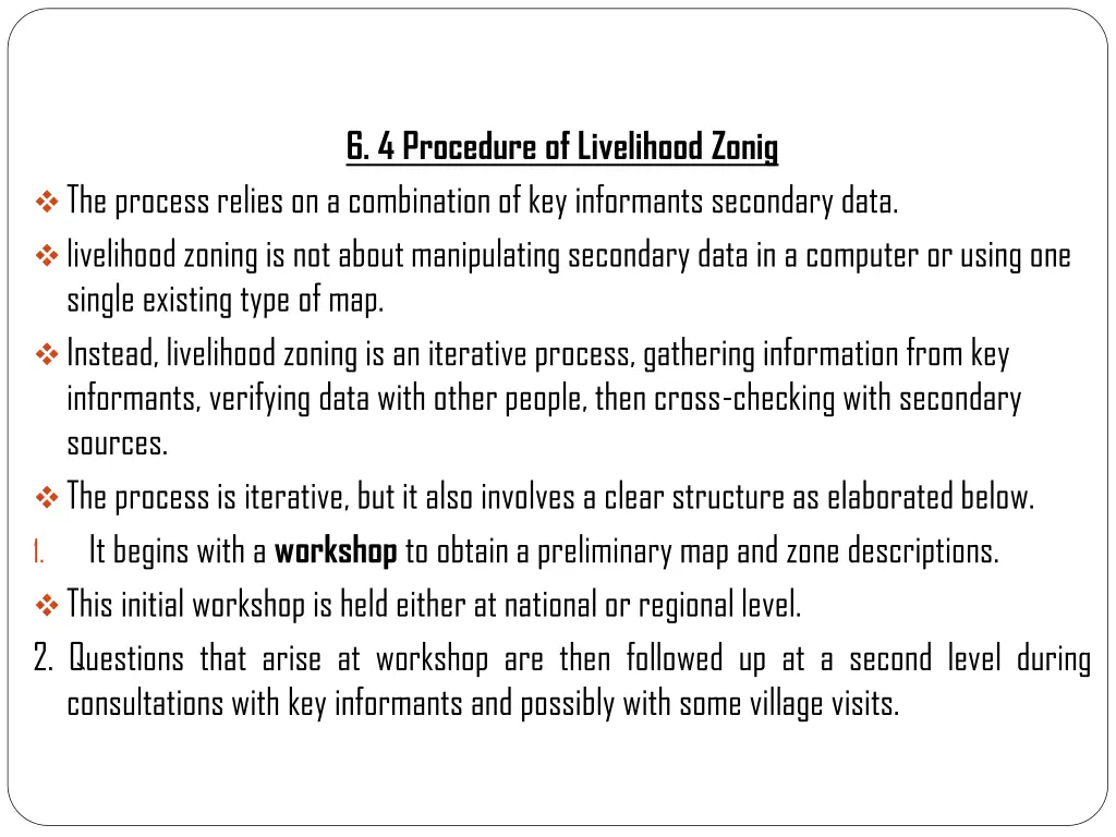 6 4 procedure of livelihood zonig