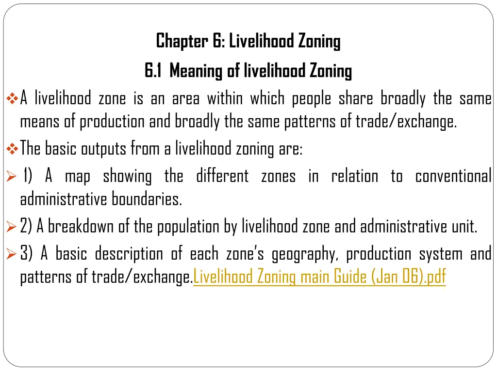 chapter 6 livelihood zoning 6 1 meaning