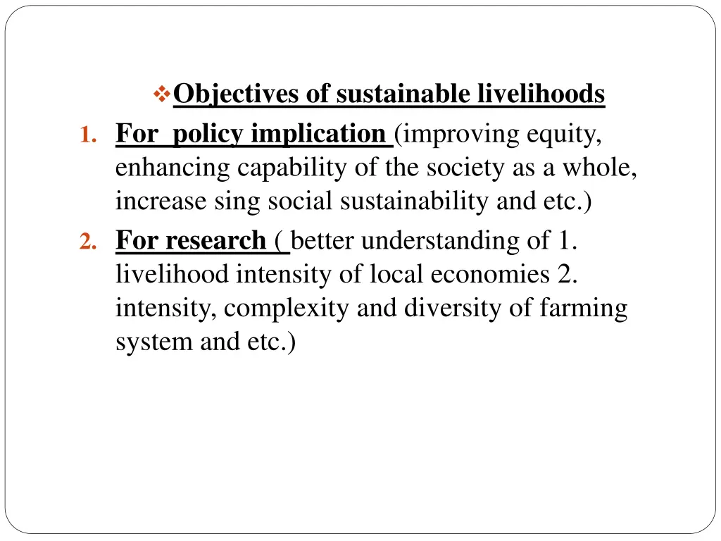 objectives of sustainable livelihoods