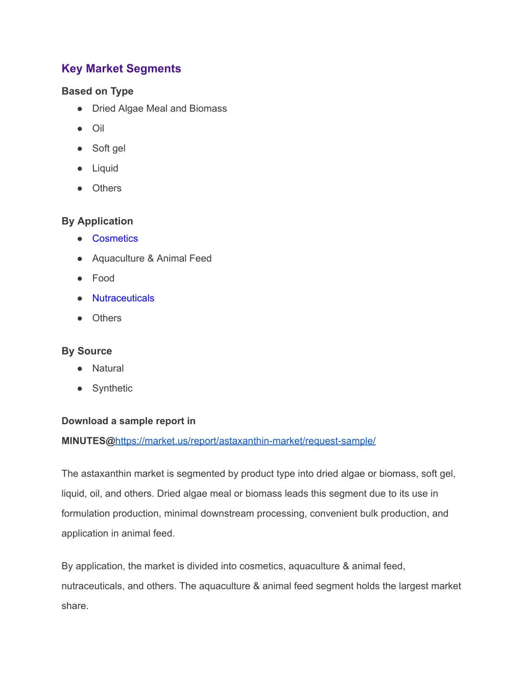 key market segments