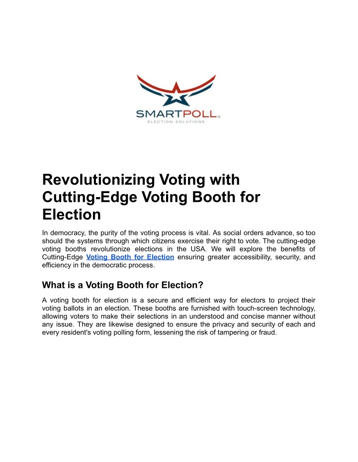 revolutionizing voting with cutting edge voting