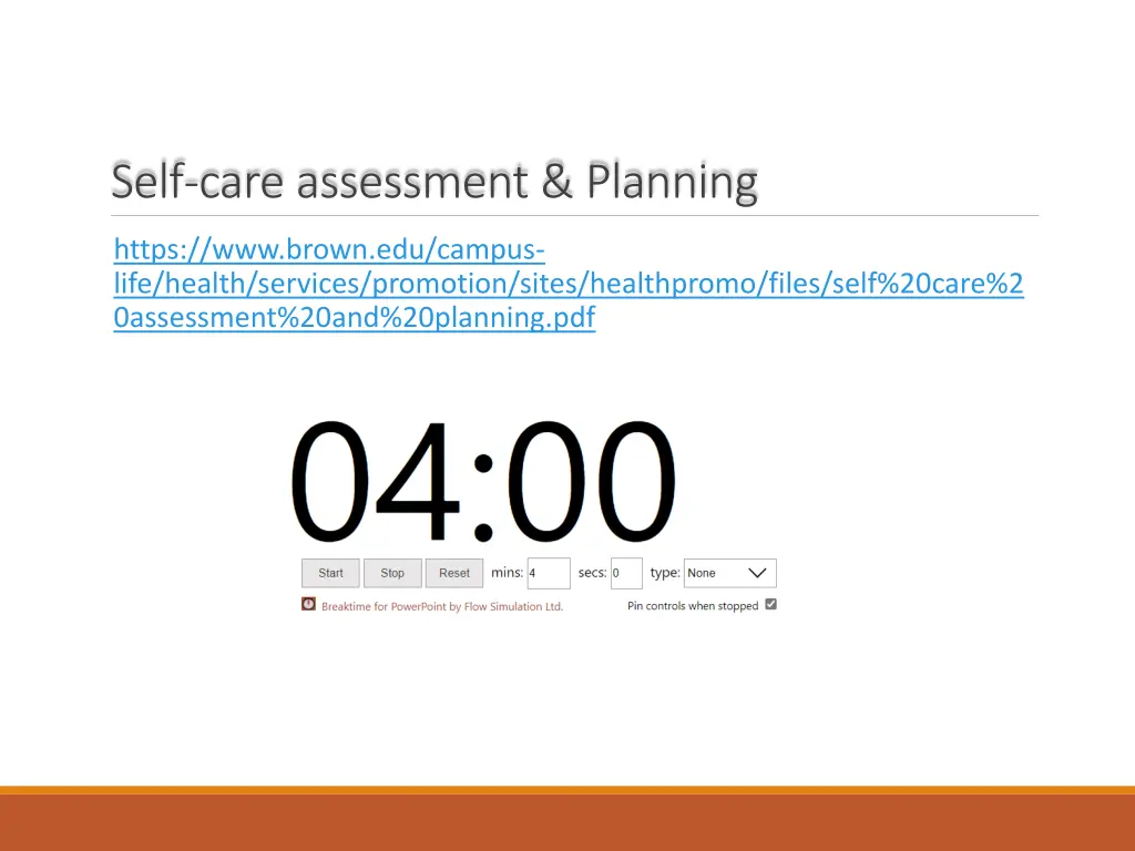 self care assessment planning