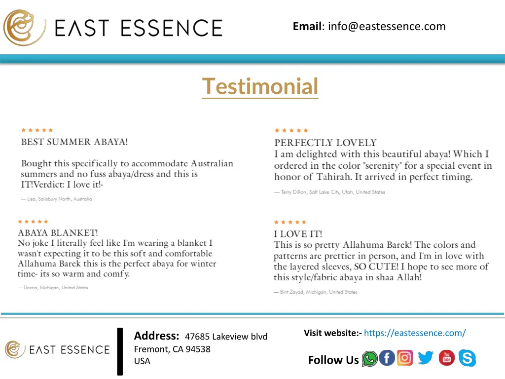 email info@eastessence com 7