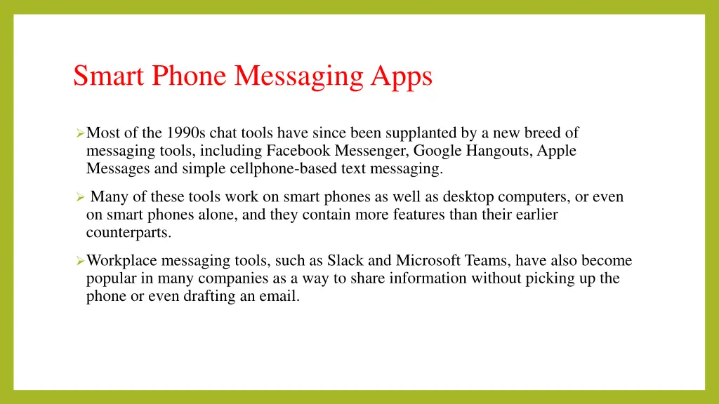 smart phone messaging apps