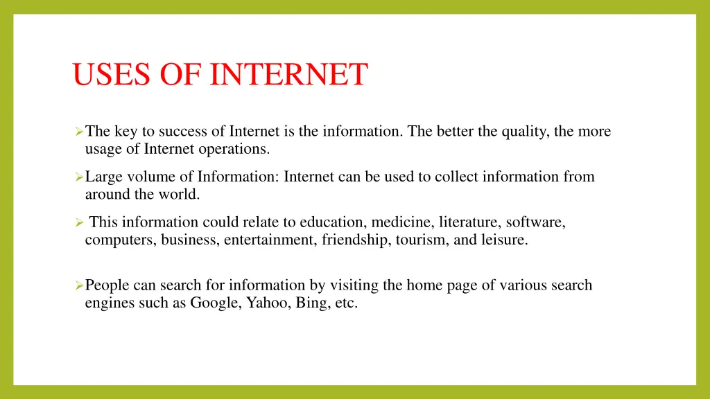 uses of internet