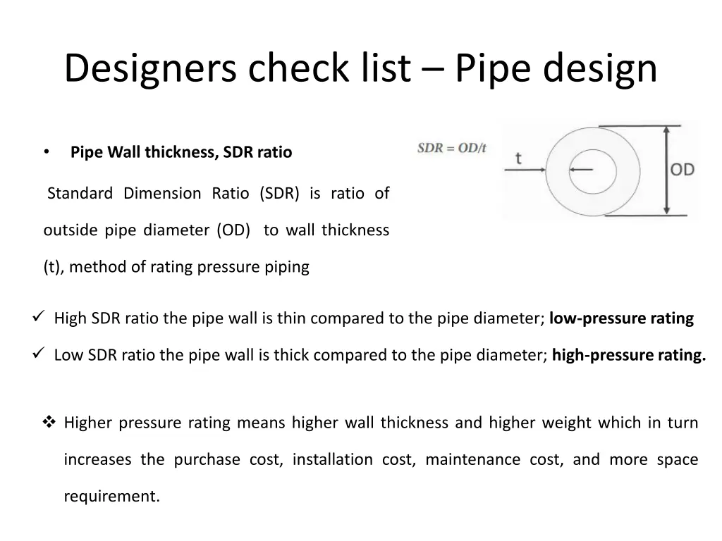 designers check list pipe design