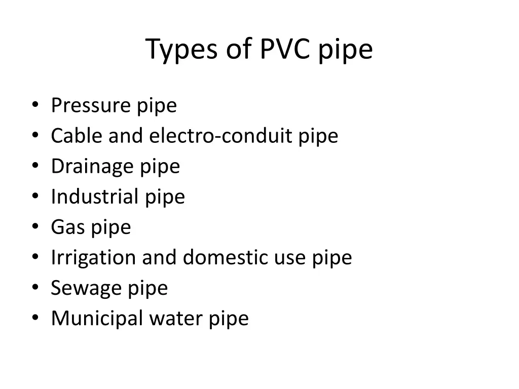 types of pvc pipe