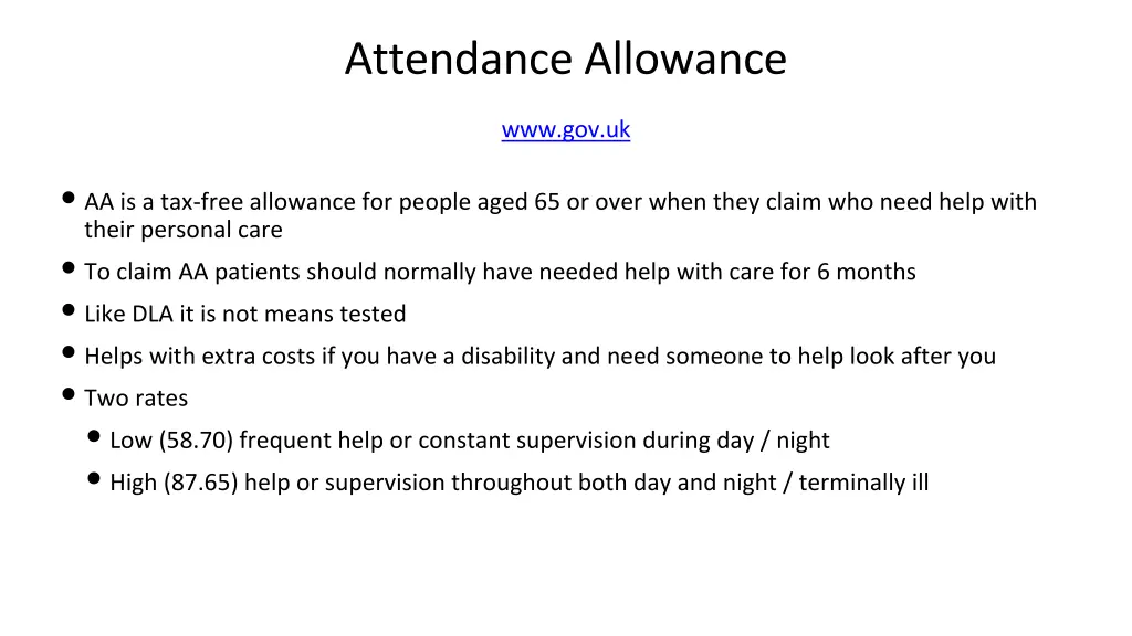 attendance allowance