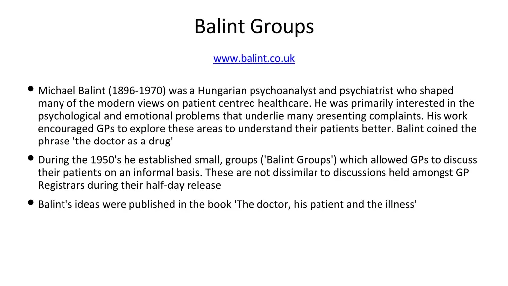 balint groups