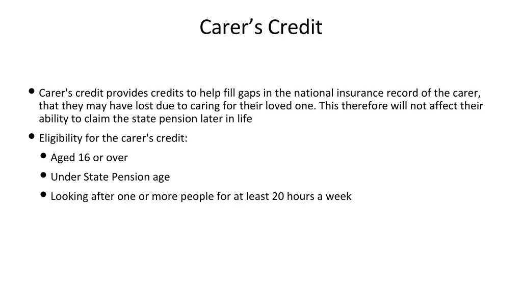 carer s credit