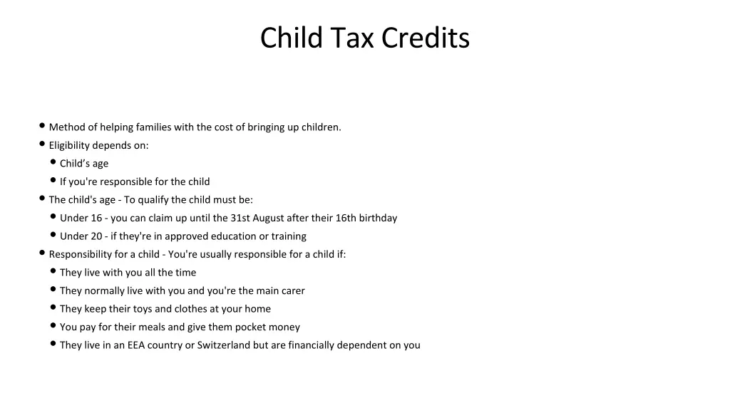 child tax credits